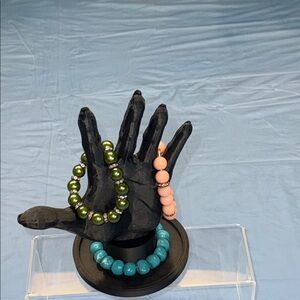 Paparazzi Green, Pink, and Blue Beaded Bracelet Set all 3 for 15. 5.00 each